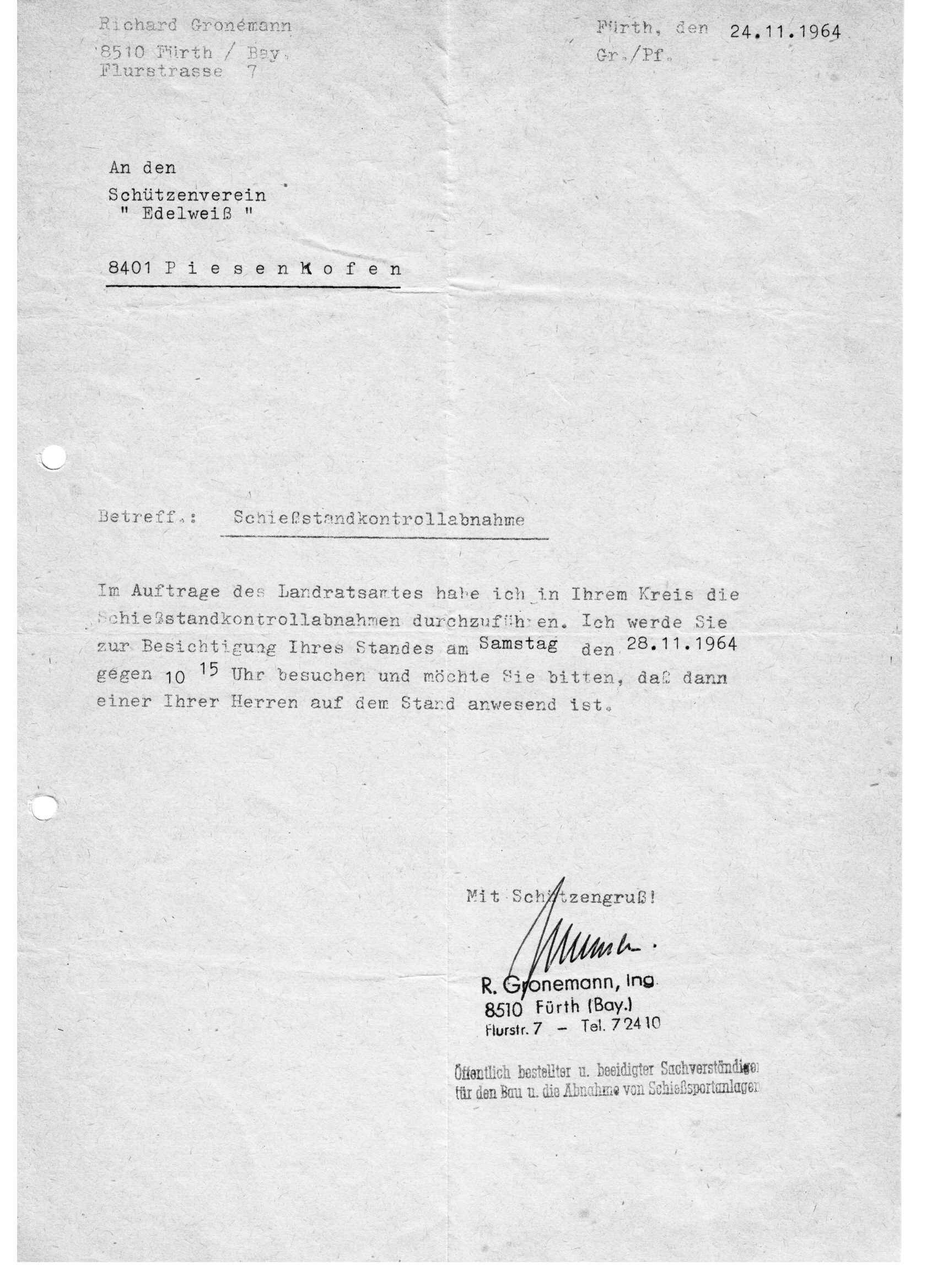 1964 Schiestandkontrollabnahme