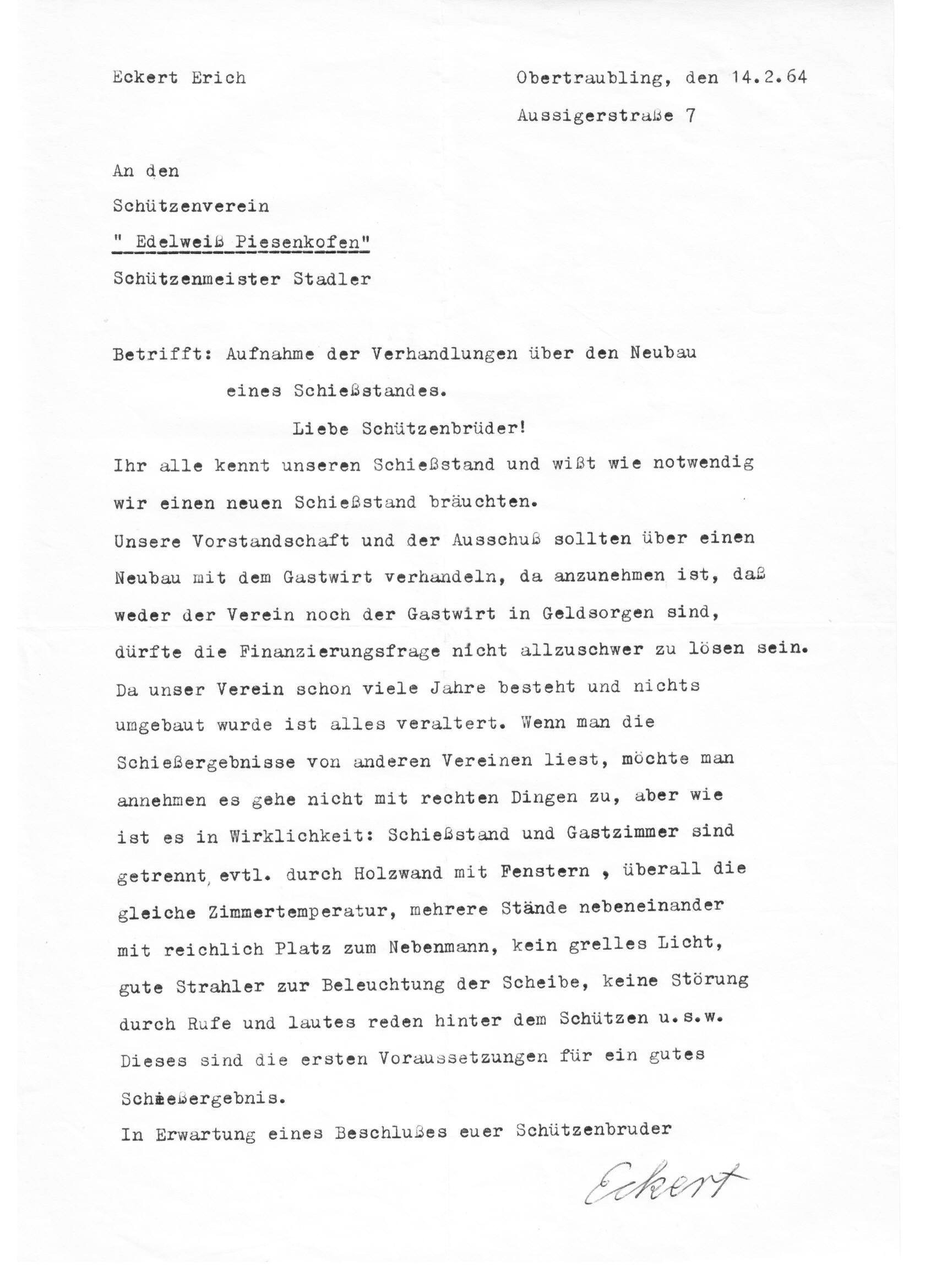 1964 Schreiben von Eckert