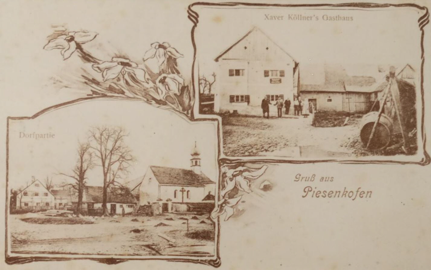 alte Dorfbildkarte ohne Rahmen